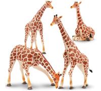 TOYMANY Lot de 4 girafes familiales - Figurines de jeu Safari - Girafes réalistes - Jouets d'animaux de la jungle - Figurines d'animaux de la jungle en plastique - Pour jouer ou comme décoration