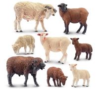 TOYMANY Lot de 8 figurines de mouton mérinos en plastique pour enfants de 3 à 5 et 6 à 12 ans