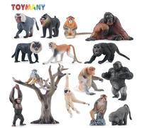 Toymany Simulation singes et singes modèle Animal primaire jouet Mini figurines poupées Figurines d'action jouets enfants cadeau gâteau décor F-MADAJIA02-12P01