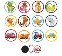 TOYMIS 24 Pièces Apprentissage de la Propreté, Autocollants de Pipi à Changement de Couleur Autocollants Intéressants de Cibles de pot pour Garçons et Filles avec 12 Motifs Dinosaure Voiture Animal