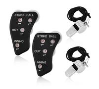 TOYMIS 2pcs Indicateurs d'Arbitre de Baseball et 2pcs Sifflet avec Cordon, 4 Roues Clicker Arbitre Baseball Enregistrement des Prises Balles Retraits & Manches et Sifflets pour Entraîneur de Softball