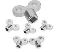 TOYMIS 6 Pièces Laiton Clés de Vanne de Radiateur et Plomberie, Clé de Trou de Purge et Verrouillage d'air Pour Radiateurs et Robinet (Argent)