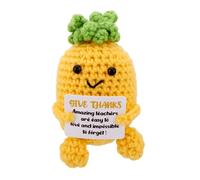 TOYMIS Ananas au crochet pour enseignant, poupée ananas tricotée à la main avec carte adorable poupée de gratitude émotionnelle adaptée pour Thanksgiving, retraite, anniversaire