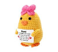 TOYMIS Canard au Crochet, Canard au Crochet avec Carte de Vœux Réconfortant Animal Tricoté Adorable Poupée Tricotée pour Les Amis Le Bureau