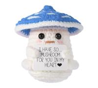 TOYMIS Champignon Positif Amusant, 8,5cm Joli Champignon au Crochet avec Carte Inspirante Poupée Tricotée Créative Pomme de Terre Vie Positive Cadeau Porte-Bonheur pour Anniversaire Décoration Fête
