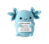 TOYMIS Crochet Axolotl Positif, Jouet Crochet Axolotl Poupée de Soutien Doux Mini Jouet au Crochet Axolotl Jouet à Tricoter Édifiant Cadeaux d'Anniversaire pour Décorations de Fête de Bureau (Bleu)