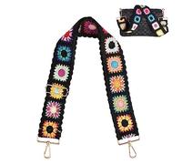 TOYMIS Crochet Fleur Sangle de Remplacement, 5,5cm de Largeur Réglable pour Sachet à Main avec Clips Bandoulière Guitare (Noir)