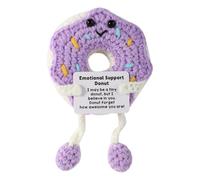 TOYMIS Donut au Crochet, Jolie Poupée Donut Positive Violette et Blanche aux Longues Jambes avec Carte Inspirante Cadeau d'Affirmation Positive au Crochet Fait à la Main pour Femmes et Hommes