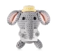 TOYMIS Éléphant Drôle et Positif, 9cm Poupée Éléphant Tricotée Carte de Soutien Petite Pomme de Terre Émotionnelle Poupée au Crochet Porte-Bonheur Cadeau Inspirant pour Peluche Fête d'anniversaire