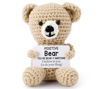 TOYMIS Ours Positif, Mini Poupée Ours au Crochet Jouet Ours Tricoté Animal en Peluche au Crochet pour Décoration de Fête d'anniversaire Cadeau d'Encouragement