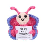 TOYMIS Papillon au Crochet Positif Cadeau, Peluche Poupée de Soutien Émotionnelle Animal Crochet Positif pour Femmes Amis Collègues Enseignants Anniversaires Noël