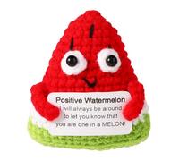 TOYMIS Pastèque Positive, Plante Tricotée 7,2x6,3cm Drôle Pastèque Tricotée Fruit de Soutien Émotionnel au Crochet Plantes au Crochet Cadeaux Inspirants pour Homme et Femme