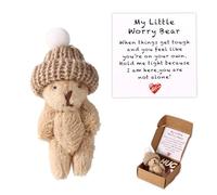 TOYMIS Petit Ours dans Une Boîte, Mini Peluche Positive Faite à la Main dans Une Boîte Mon Petit Ours Inquiet avec Carte D'encouragement Peluche de Poche Mignonne pour Les Amis (Marron)