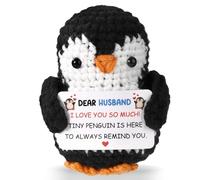 TOYMIS Pingouin Positif au Crochet, Poupée de Soutien Émotionnel en Peluche Adorable Pingouin Tricoté avec Carte d'Encouragement pour Mari