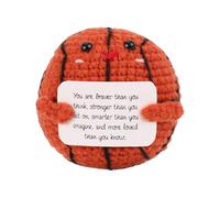 TOYMIS Poupée de Basket-Ball Positive au Crochet, Joli Soutien de Moral Tricoté avec Carte d'Encouragement pour la Décoration de la Maison du Bureau Cadeaux d'anniversaire de Sour
