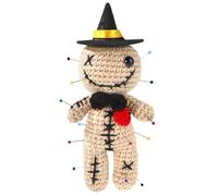 TOYMIS Poupée Vaudou Positive Wizard, Poupée Vaudou Amusante au Crochet avec Épingles Jouet Positif Tricoté Kaki Ornements de Sorcellerie Décoration d'halloween pour Le Bureau et la Maison
