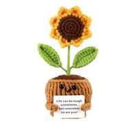 TOYMIS Tournesol Positif, Plante en Pot au Crochet Positif Tournesol Positif au Crochet Tournesol Tricoté Tournesol au Crochet avec Message Positif pour Décoration de Fête Cadeau de Motivation