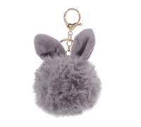 TOYMYTOY Porte-clés mignon en forme d'oreilles de lapin avec pompon en fourrure (gris)
