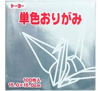 Toyo Origami 064160 Lot de 100 feuilles de papier monochromatique avec dos blanc Argenté 15 cm