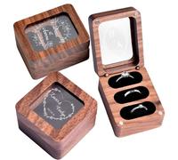 toyofmine Boîte à Alliances En Bois Personnalisée, Boîte à Bague De Fiançailles, intérieur en velours,Boîte De Rangement En Noyer, cadeau de fiançailles, cadeau d'anniversaire.