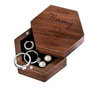 toyofmine Boîte à Alliances En Bois Personnalisée, Boîte à Bague De Fiançailles, intérieur en velours,Boîte De Rangement En Noyer, cadeau de fiançailles, cadeau d'anniversaire.