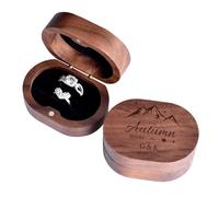 toyofmine Boîte à Alliances En Bois Personnalisée, Boîte à Bague De Fiançailles, intérieur en velours,Boîte De Rangement En Noyer, cadeau de fiançailles, cadeau d'anniversaire.