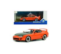 Solido Diecast Toyota Supra MK.4 - Coupe sport japonaise, capot noir, aileron arrière - Orange 1:43