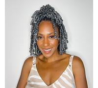 Toyotress Bob Spring Twist Hair Lot de 8 paquets d'extensions de cheveux synthétiques tressés au crochet - Gris ombré - 15,2 cm - T-Gray-8P