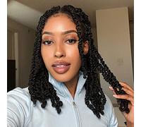 Toyotress Lot de 7 extensions de cheveux tressés synthétiques au crochet - 20,32 cm, #1 noir (140 mèches), mignonnes et polyvalentes, pré-torsadées (20 cm, 1-7P)