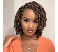 Toyotress Lot de 8 extensions de cheveux torsadés - 15,2 cm - T350 (160 mèches) - Cheveux courts et moelleux pré-soudés - Pré-bouclés - Installation très mignonne et polyvalente