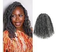 Toyotress Yanky Twist Lot de 8 paquets (30 mèches/pièce) de cheveux au crochet 35,6 cm Fluffy Spring Mini Twist Passion Twist, Black Mix Grey Pre-Looped Crochet Braiding Hair (35,6 cm, F1B/Grau-8P)