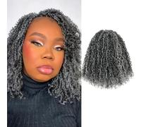 Toyotress Yanky Twist Lot de 8 paquets de cheveux tressés au crochet pré-bouclés au crochet (30 mèches/pièce) - Mélange de gris - F1B/gris - 30 cm