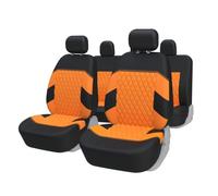 TOYOUN Ensemble Complet de Housses de Siège Voiture Couverture siège Voiture Universelle Polycoton Tissu pour Avant et Arrière 5 Places Auto Couvre Sieges Accessoires Interieur Noir et Orange