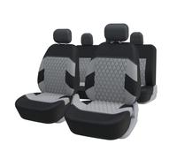 TOYOUN Ensemble Complet de Housses de Siège Voiture Couverture siège Voiture Universelle Polycoton Tissu pour Avant et Arrière 5 Places Auto Couvre Sieges Accessoires Interieur Noir et Gris