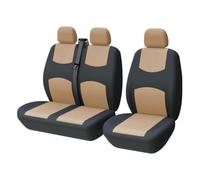 TOYOUN Housse de siège Voiture Universelle| Housse Siege camionnette | Housses de siège Avant Simple et Double | Conducteur et Double Passager 2 + 1, Noir et Beige