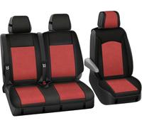 TOYOUN Housse Siege Camionnette Universelles en Tissu Coussin de Siège de Camion 3 Place, Avant Simple et Double pour Conducteur et Passager 2 + 1 Sièges, Rouge