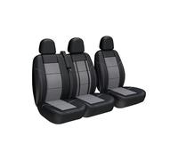 TOYOUN Housses de siège pour camionnettes, camions, universelles pour sièges simples et doubles - Sièges simples et doubles - Sièges en cuir synthétique et maille filet - Noir et