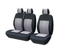 TOYOUN Housses de Sieges Universelles, Housse Couverture Couvre Sieges pour Camion Camionnette Van Bus pour Conducteur et Passager 2 + 1, Housses de Siège Avant Simple et Double, Impression 3D, Gris