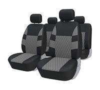 TOYOUN Housses Siege Voiture Ensemble Complet de Housses de siège de Voiture Auto Couverture de Voiture Universelle de Polyester pour Avant et Arrière Voiture Accessoires Interieur Noir et Gris