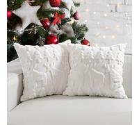 TOYPOPOR 45x45 3D Lot de 2 Housses de Coussin décoratives de Noël, Extrêmement Doux, Imitation de Cheveux