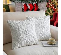 TOYPOPOR 45x45 3D Lot de 2 Housses de Coussin décoratives de Noël, Extrêmement Doux, Imitation de Cheveux