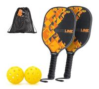 Toyrific Baseline Ensemble de Pickleball Orange - Raquettes et balles en Bois pour Une Utilisation en intérieur et en extérieur