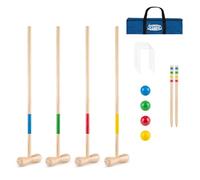 Toyrific Grasshopper Games Jeu de croquet en bois, 4 maillets en bois avec 4 boules en bois, ensemble complet pour enfants et adultes, jeu de jardin familial en plein air