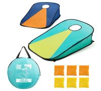 Toyrific Jeu de Cornhole Estival Amusant - Jeu de Lancer Portable avec Sac de Transport - Comprend des Sacs de Cornhole Jaunes et Oranges - Installation Facile - Amusant en Famille pour Le Jardin et