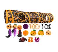 Toys Cat Set avec Tunnel - Tube Interactif De Chat Halloween, Tunnel De Jeu Pliable | Conception De Motif De avec Balles Suspendues, Jouet De Divertissement Portable pour Chatons Intérieurs