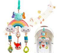 Toys de bébé suspendus, jolis jouets de poussette apaisante dessins dessinés avec cloches et teether, cadeaux bébé coloré pour la voiture, le berceau, la maison, le bluestroller