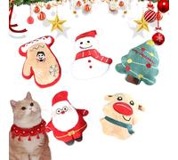 Toys De Chat De Noël - Dessin Animé Des Jouets De Chat En Peluche | 5x Jouet Pour Animaux De Compagnie Drô, Jouet À Mâcher Mignon Avec Cloche Pour Mordre Un Cadeau De Vacances Interactif Pour Les