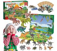 Toys Dinosaur 24 jours Calendrier de l'Avent Dinosaur avec accessoires interatifs Calendrier de l'avent réel 2024 pour les enfants Dinosaures Lovers Cadeaux Noël 2024
