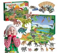 Toys Dinosaur 24 jours Calendrier de l'Avent Dinosaur avec accessoires interatifs Calendrier de l'avent réel 2024 pour les enfants Dinosaures Amateurs Noël Cadeaux.