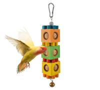 Toys for Birds,Hangable Wood Block Beak Grinding Enrichment Game | Parakeet Foraging Toy with Bell - for Home Pet Cockatiel Indoor Conure